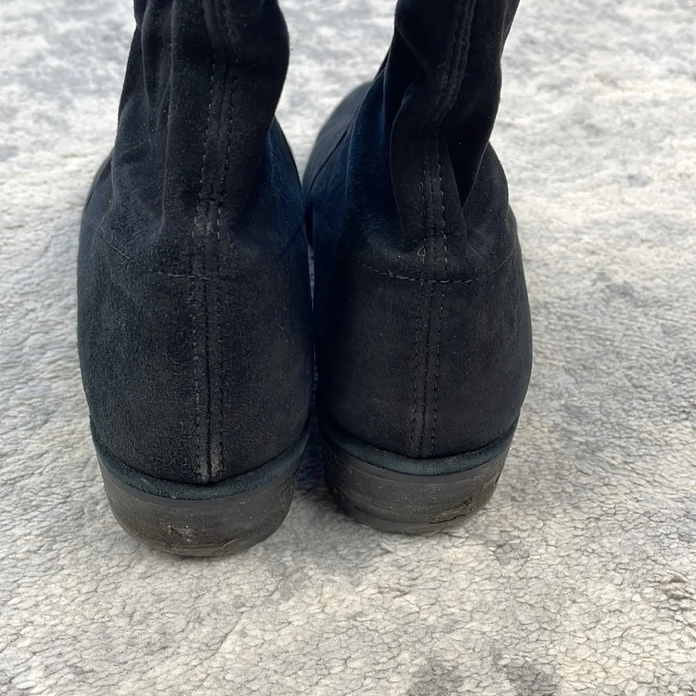 Stuart Weitzman Lowland Over The Knee Boots Black Suede Tie Back Sz 7